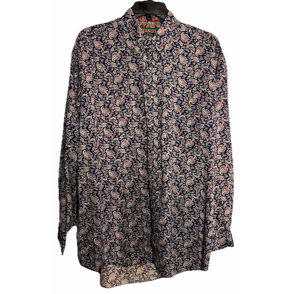 Vintage Tango By Max Raab Button Down Shirt Paisley Pocket Long Sleeve Sz L - Picture 1 of 7
